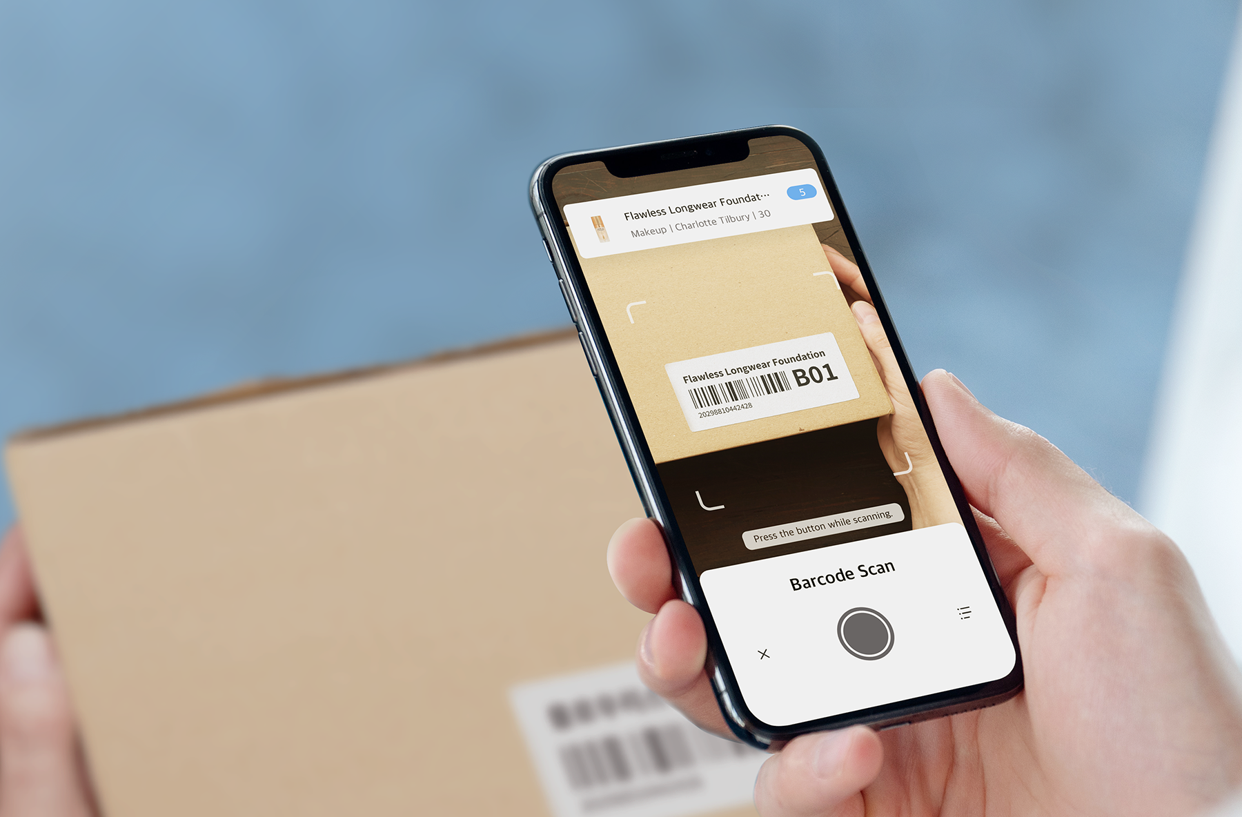 BoxHero's Camera function for barcoding