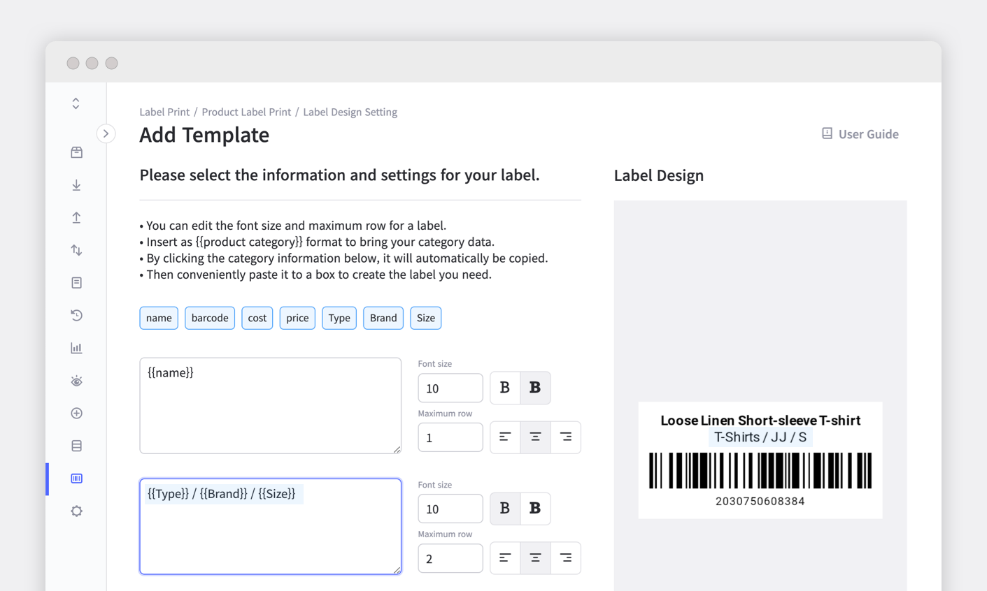 Label Print feature puts category details in BoxHero 