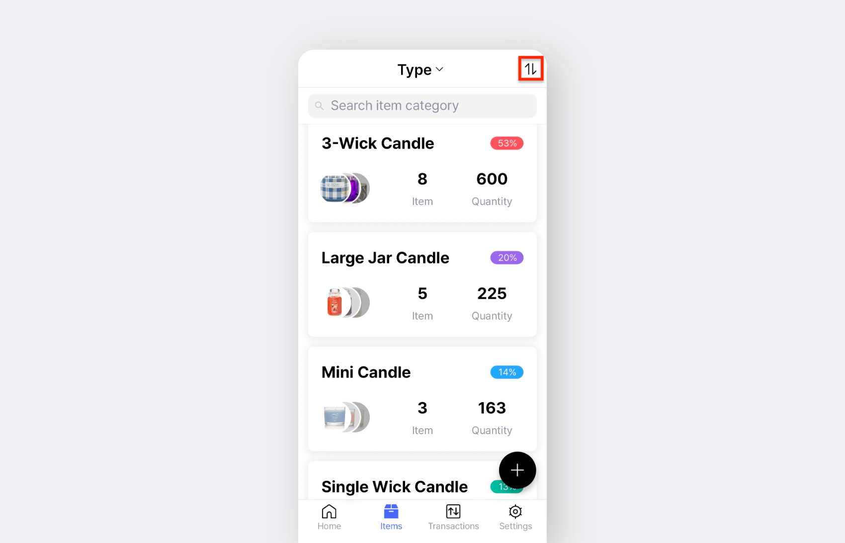 BoxHero Mobile: Sort Items After Grouping