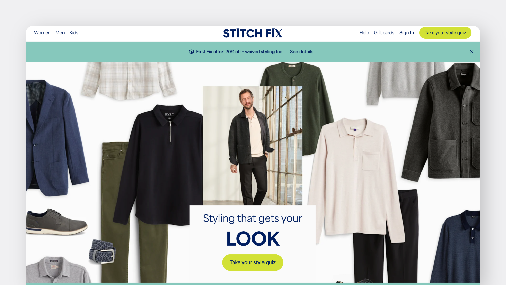 Stitch Fix allows customers to take a quiz to determine their style, size, and budget for curated bundles. 